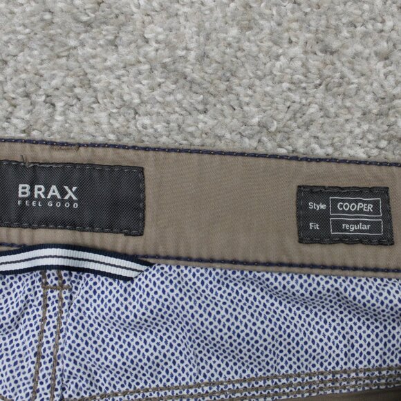 Brax Pants Mens 34x28 Beige Cooper Fancy Chino 5-Pocket Straight leg Stretch - Picture 13 of 16